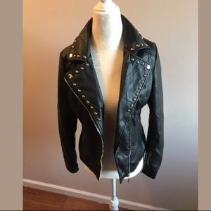 New Closet Space Faux Leather Black Moto Jacket